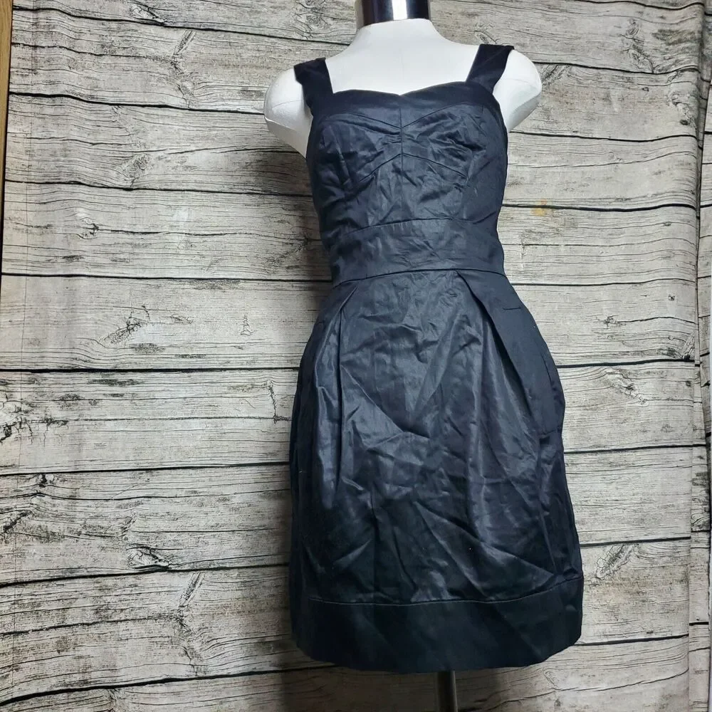 french connection black silk dress French Connection York Satin Mini Dress